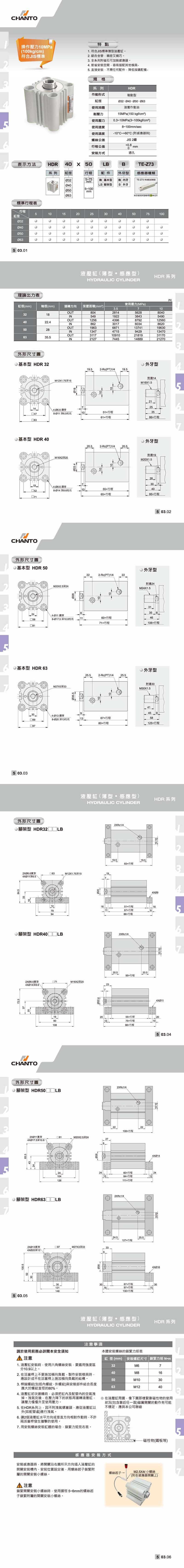 HDR 薄型油壓缸(感應型)